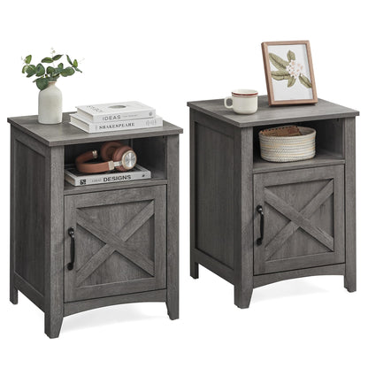 VASAGLE Set of 2 Nightstands with 2 Drawers and Charging Station