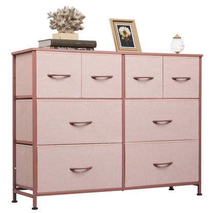 WLIVE Wide Dresser for Bedroom, 8 Drawer Chest of Drawers, Black Wood Grain