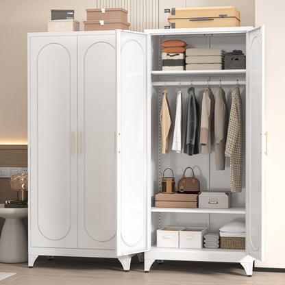 71" Black Metal Armoire Wardrobe Closet with Panel Doors