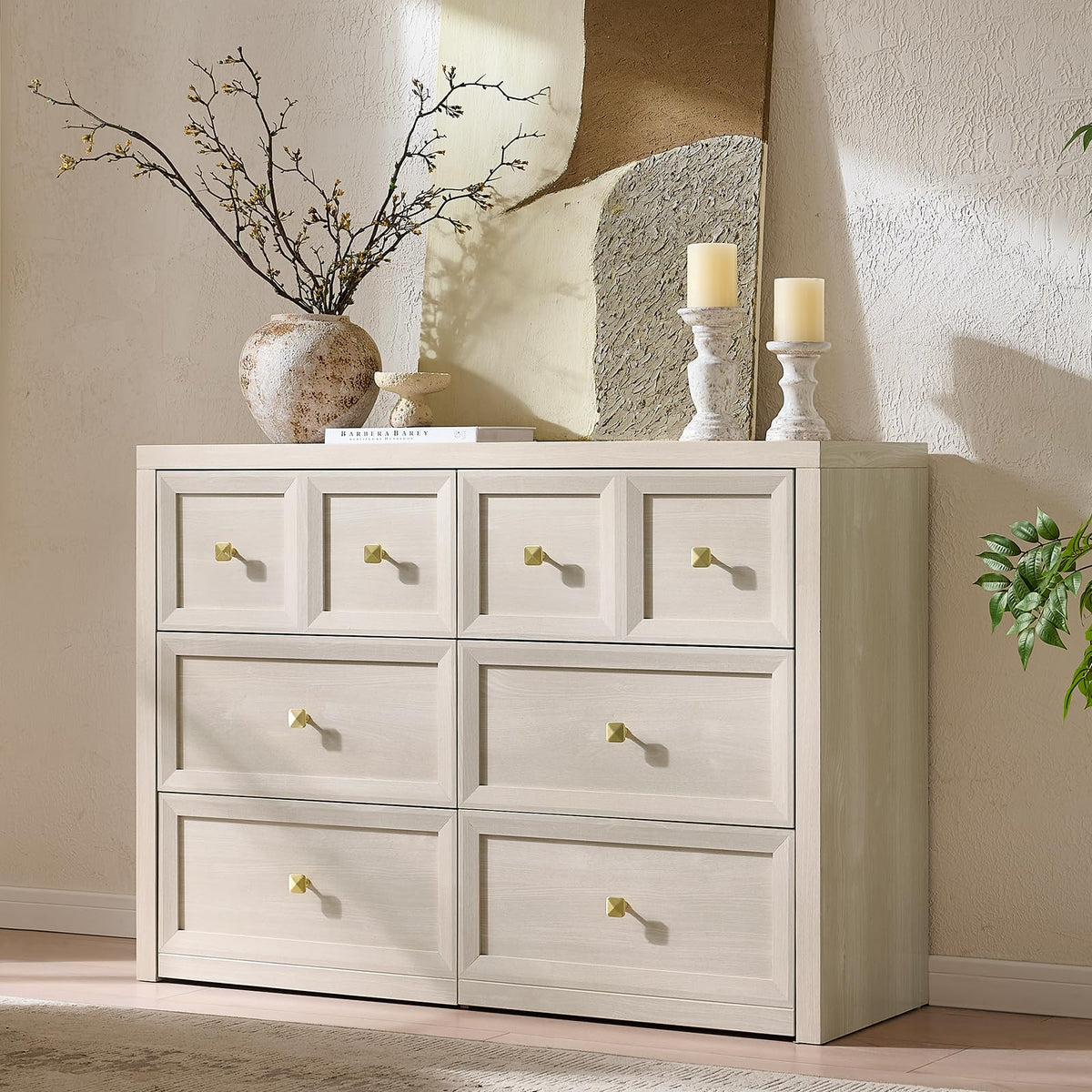 Nightstand Set of 2 W/Charging Station, 30.7" W King Size Bedside Table with 3 Drawers, Accent End Table W/Large Storage, Modern Wood Side Table for Bedroom,Office, Beige
