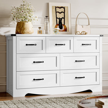 BORNOON 6-Drawer Dresser for Bedroom, Modern Wooden Chest of Drawers with Metal Handles, Anti-Tipping Design, Sturdy and Stable Storage Organizer for Living Room, Entryway, Home Office