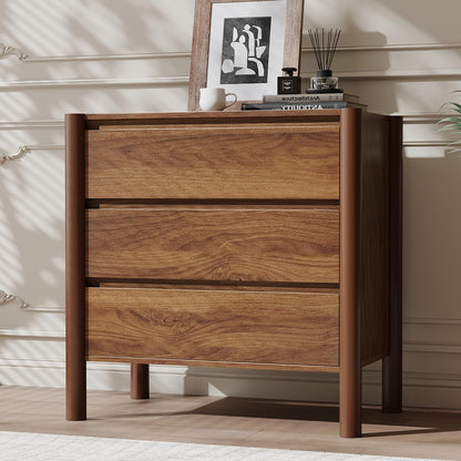 CHUWELL 63" Wide Walnut 9 Drawer Dresser for Bedroom with Solid Wood Legs