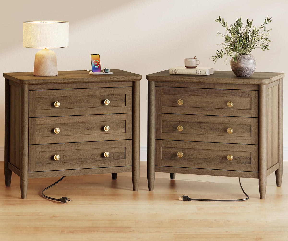 Huuger 27''H Tall Nightstands with Hidden Charging Station