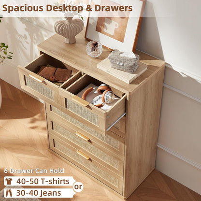 LEYAOYAO Rattan Dresser for Bedroom, 41" Tall Chest of Drawers