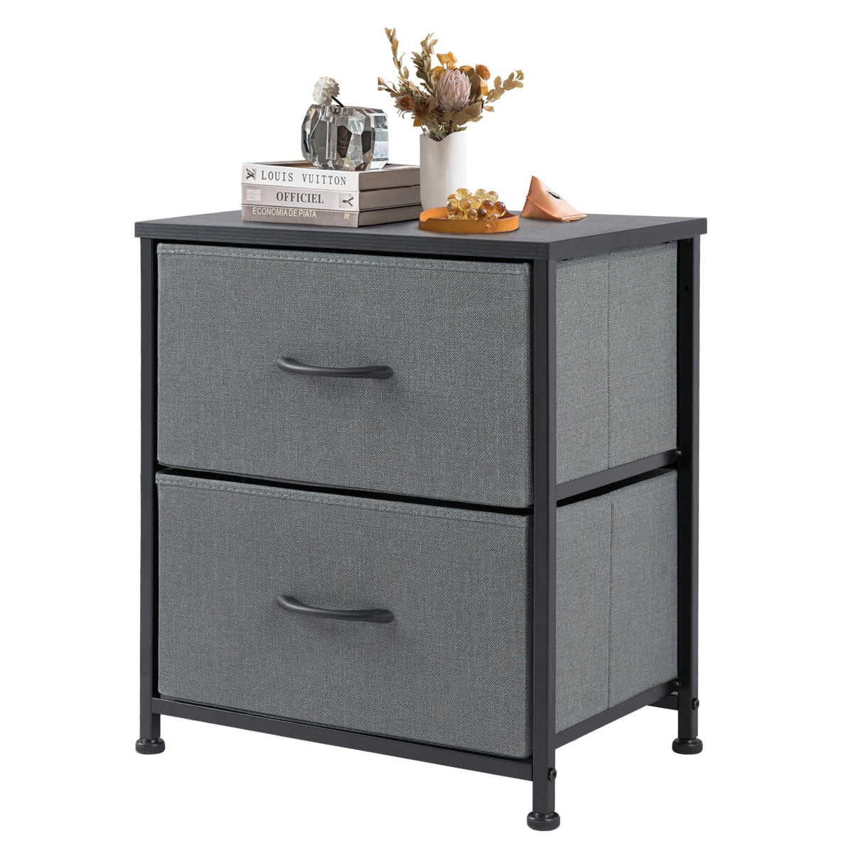 DUMOS Night Stand Small Dresser for Bedroom with 2 Drawers, Bedside Table