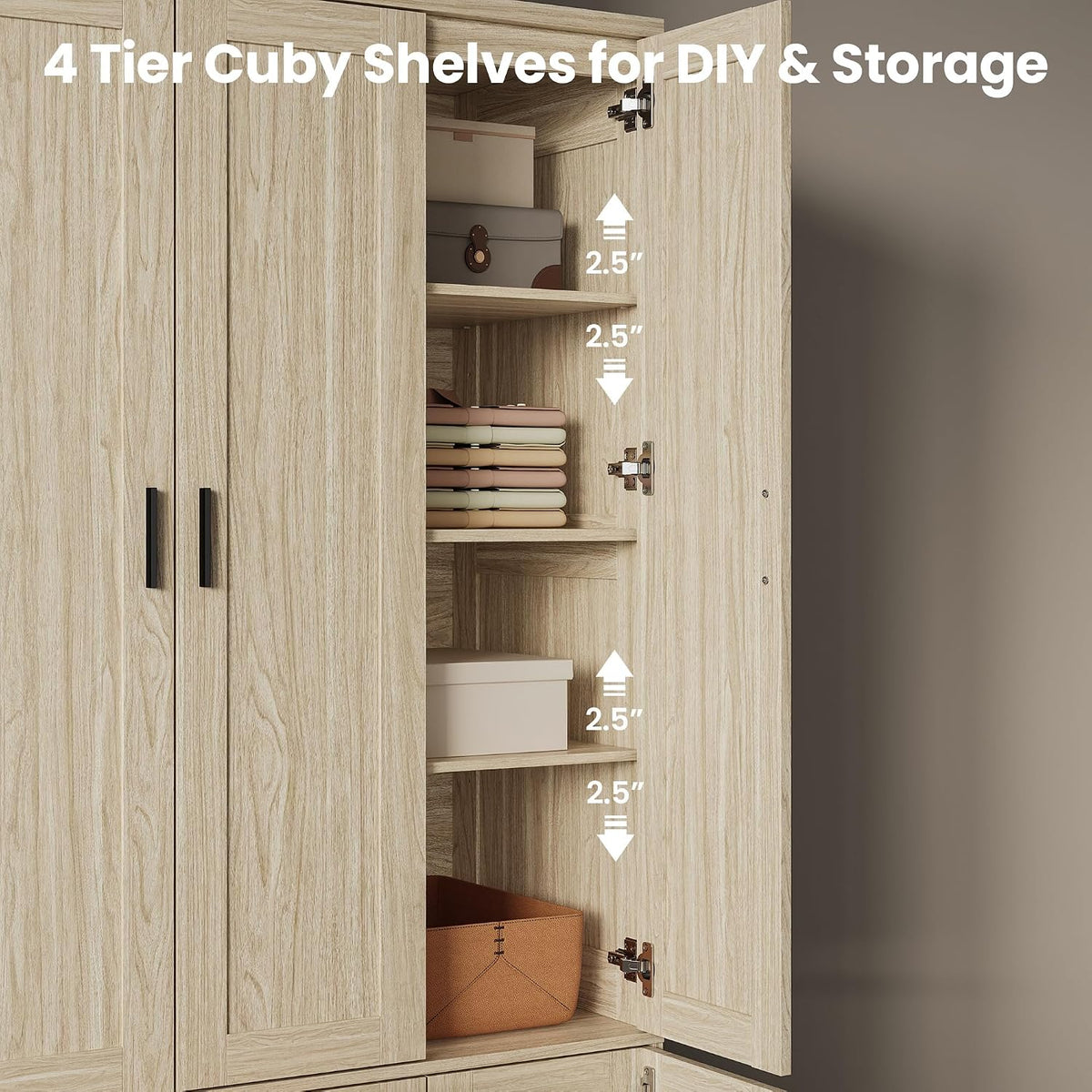ANCTOR 70.6 Inch Armoire Wardrobe Closet with Drawers (Light Oak)