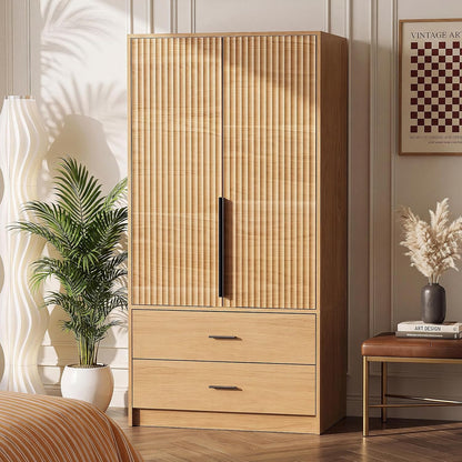 Fluted Modular Armoire w/Drawers, 31.5" W x 63" H