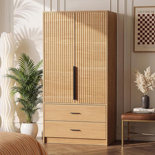 Fluted Modular Armoire w/Drawers, 31.5" W x 63" H