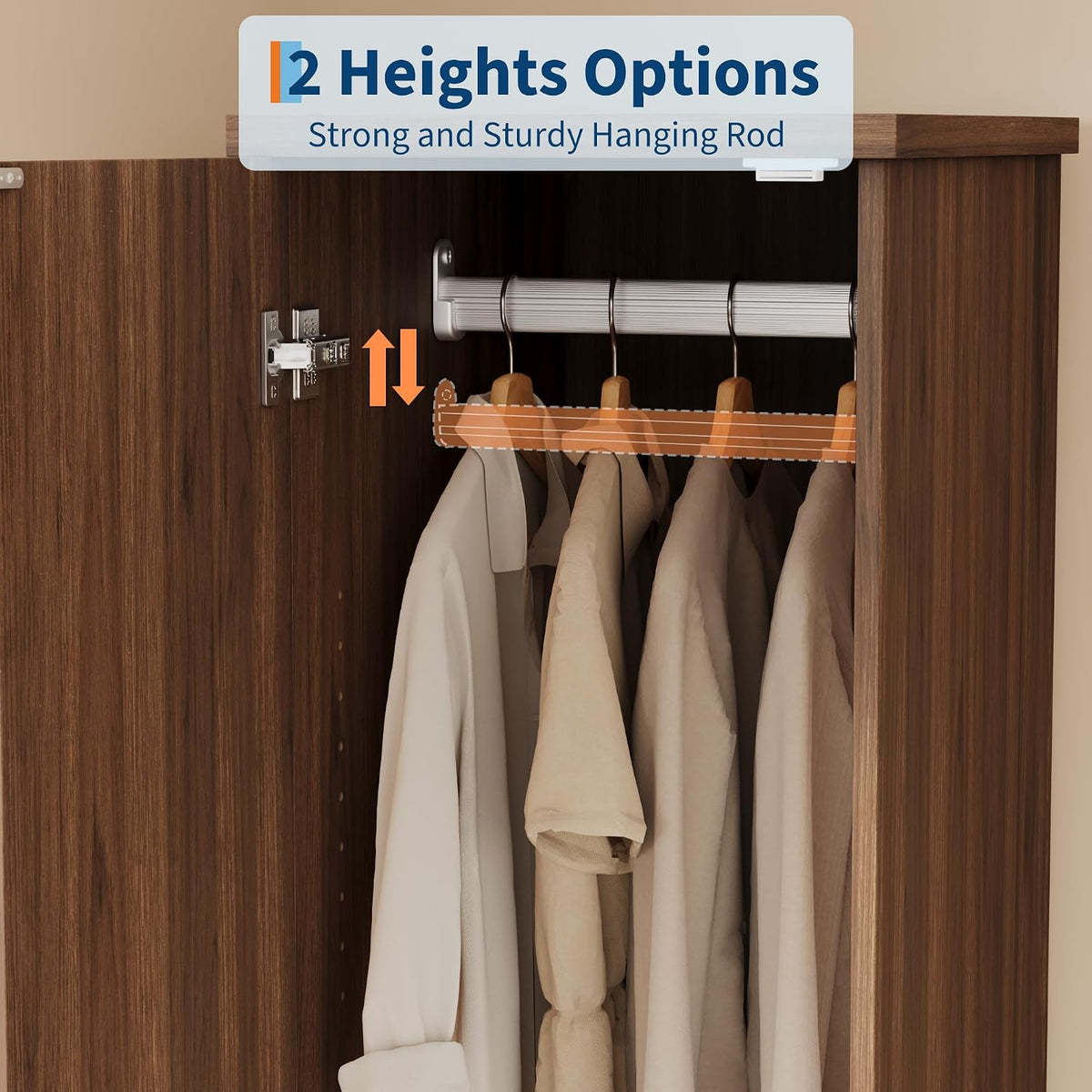 Garvee 72" Tall Armoire Wardrobe Closet, Fluted Wood, Narrow, Retro Brown