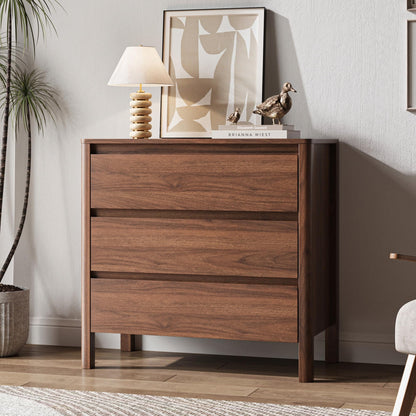 MAISONARIA Walnut 5 Drawer Dresser for Bedroom, 45"Tall Modern Wood Dresser