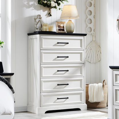 ACCOHOHO Farmhouse 8 Drawers Dresser Chests for Bedroom, Antique White
