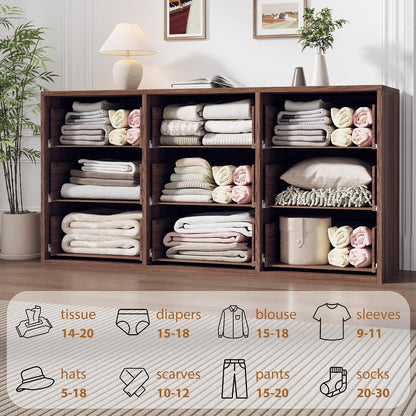 Garvee 9 Drawer Dresser for Bedroom, 59" Wide Modern Dressers & Chest of Drawers with Large Storage, Wooden Dresser Organizer Closet for Living Room, Entryway, Nursery, Walnut