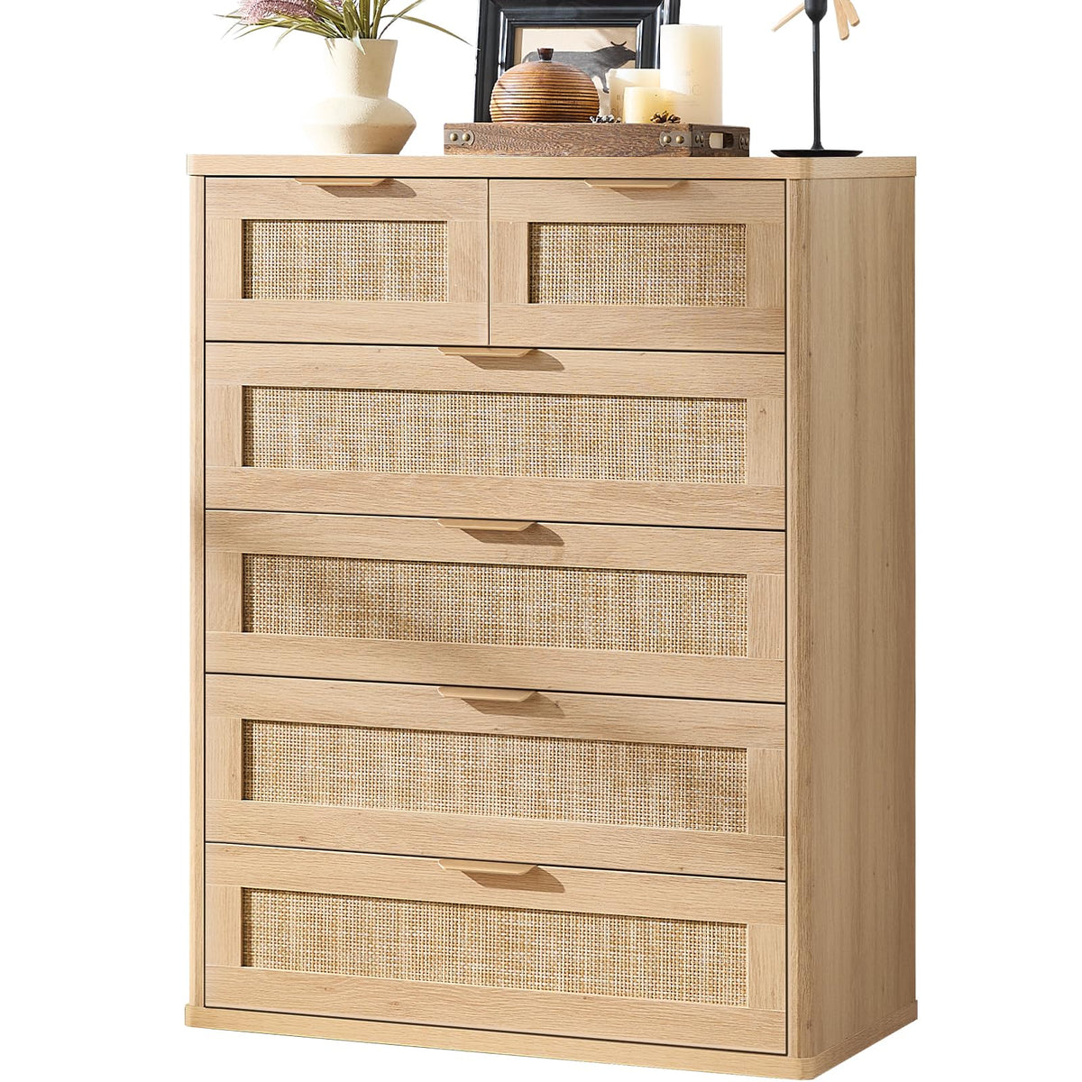 LEYAOYAO Rattan Dresser for Bedroom, 41" Tall Chest of Drawers