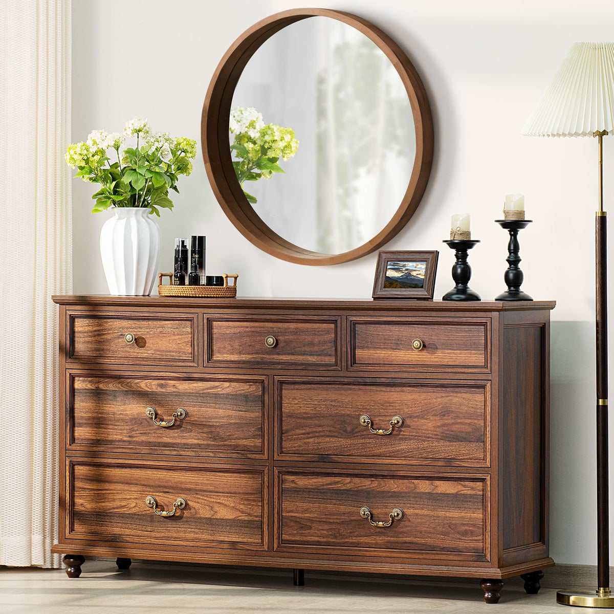 Joaxswe 24" Wide Farmhouse Night Stand Set of 2,Large End Table with 3 Drawers & Metal Handle,Wood Dresser for Bedroom,Bed Side Table Chest of Drawers Cabinet,Natural Nightstand for Living Room,Closet