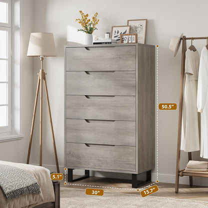 Garvee 5 Dresser for Bedroom, 50.5" Vertical Dresser Drawer with Storage