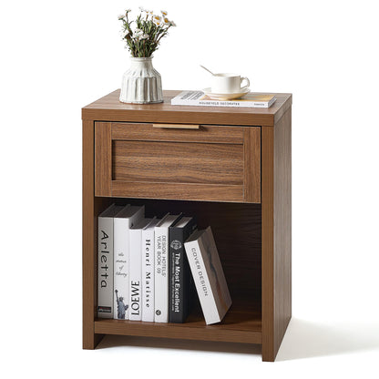Walsham Nightstands Set of 2, XL Farmhouse Bedside Table, Special Walnut