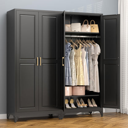 Polup 71" Metal Armoire Wardrobe Closet with Doors and Adjustable Shelves