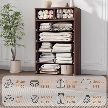 Garvee 7 Dresser for Bedroom 46.8" Tall Dresser with Storage Wooden, Walnut