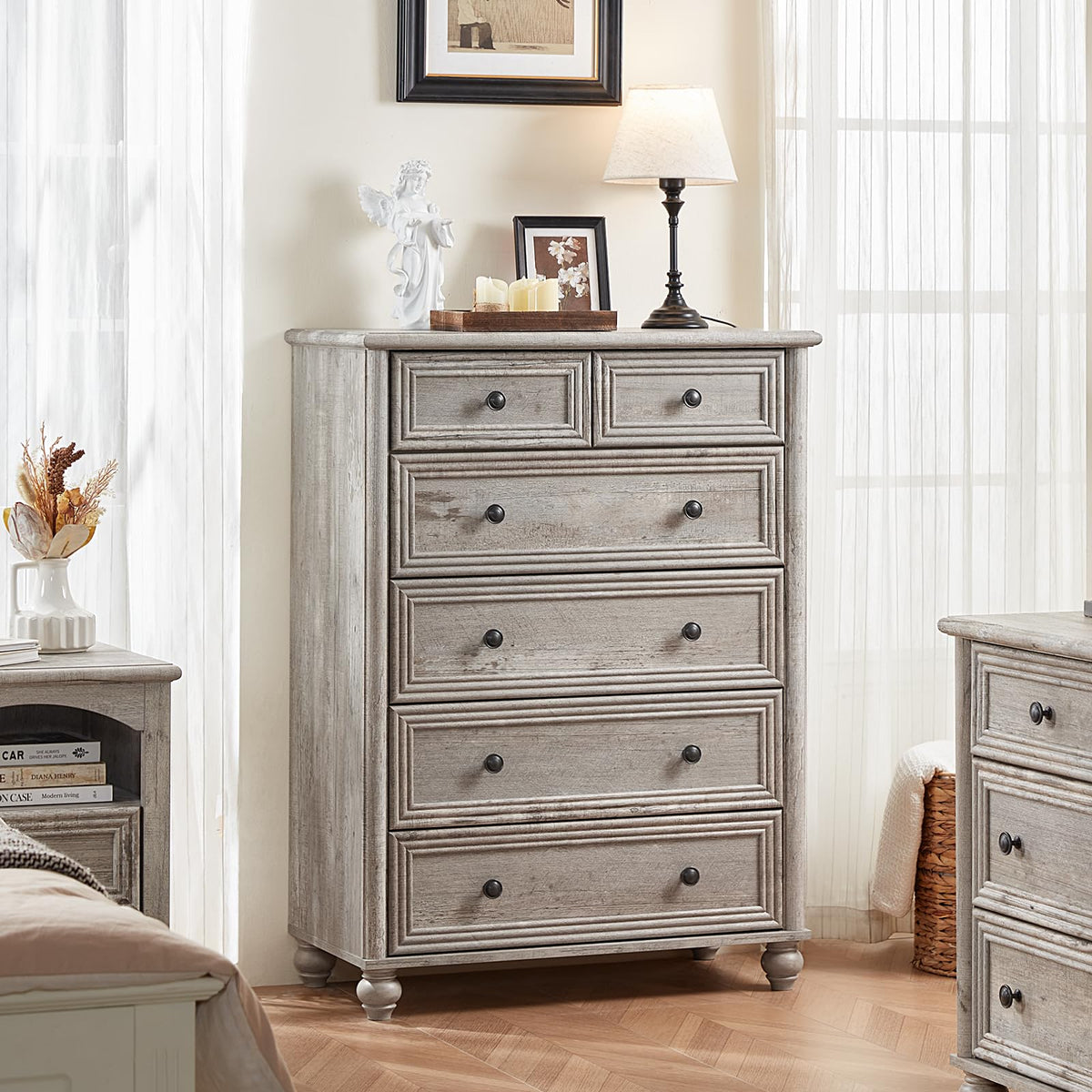 RWYHG Farmhouse 5 Drawer Dresser for Bedroom, 35.5" Small Dressers