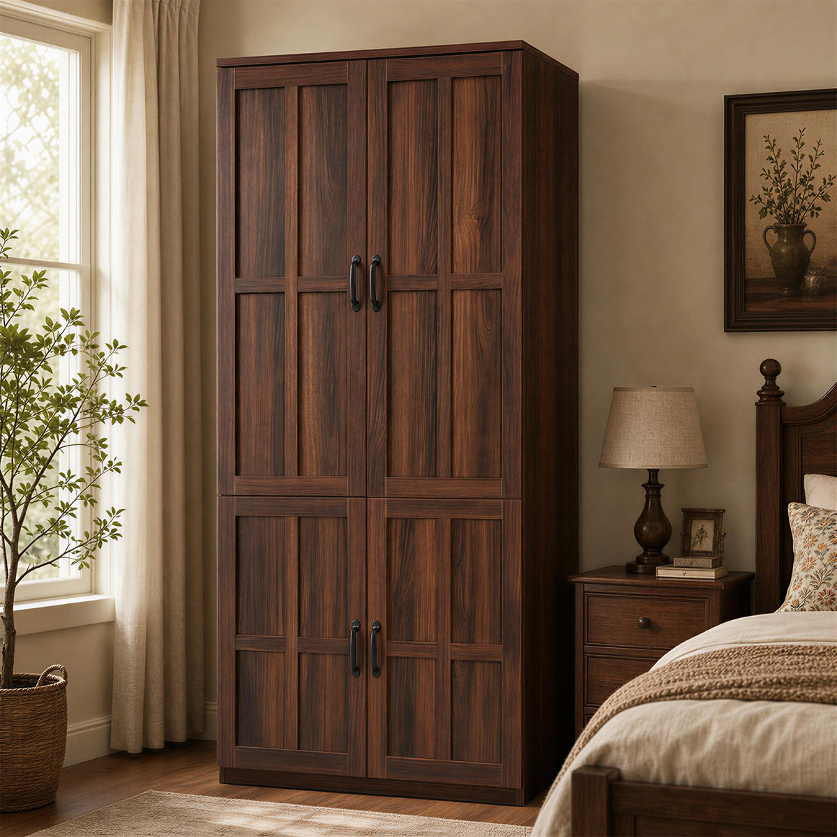 Garvee 71'' Armoire Wardrobe Closet with 3Drawers,Farmhouse Wardrobe Closet