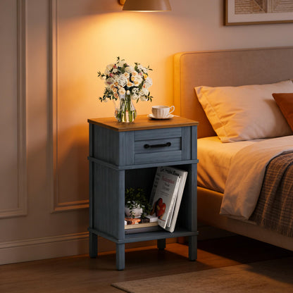 White Farmhouse Nightstands, Nightstand with Drawers, Small Bedside Table