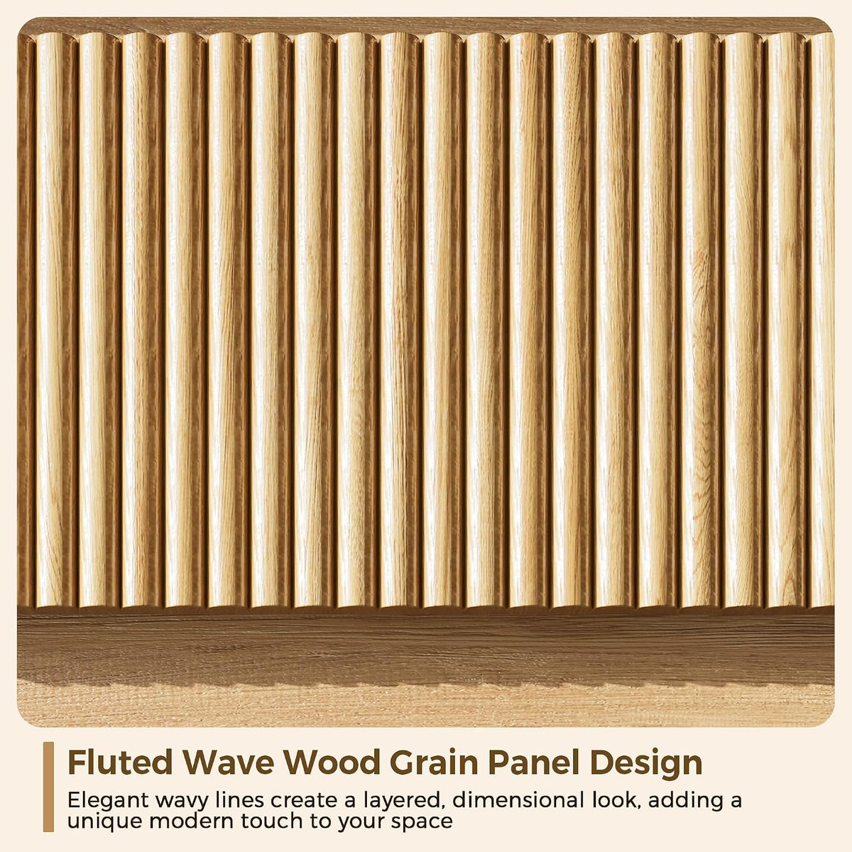 Jocoevol 6 Drawer Fluted Dresser, Modern Chest of Drawers for Bedroom with Hidden Handles, Wood Storage Organizer Cabinet for Living Room & Entryway, Natural Oak (15.7" D x 47.3" W x 31.6" H)