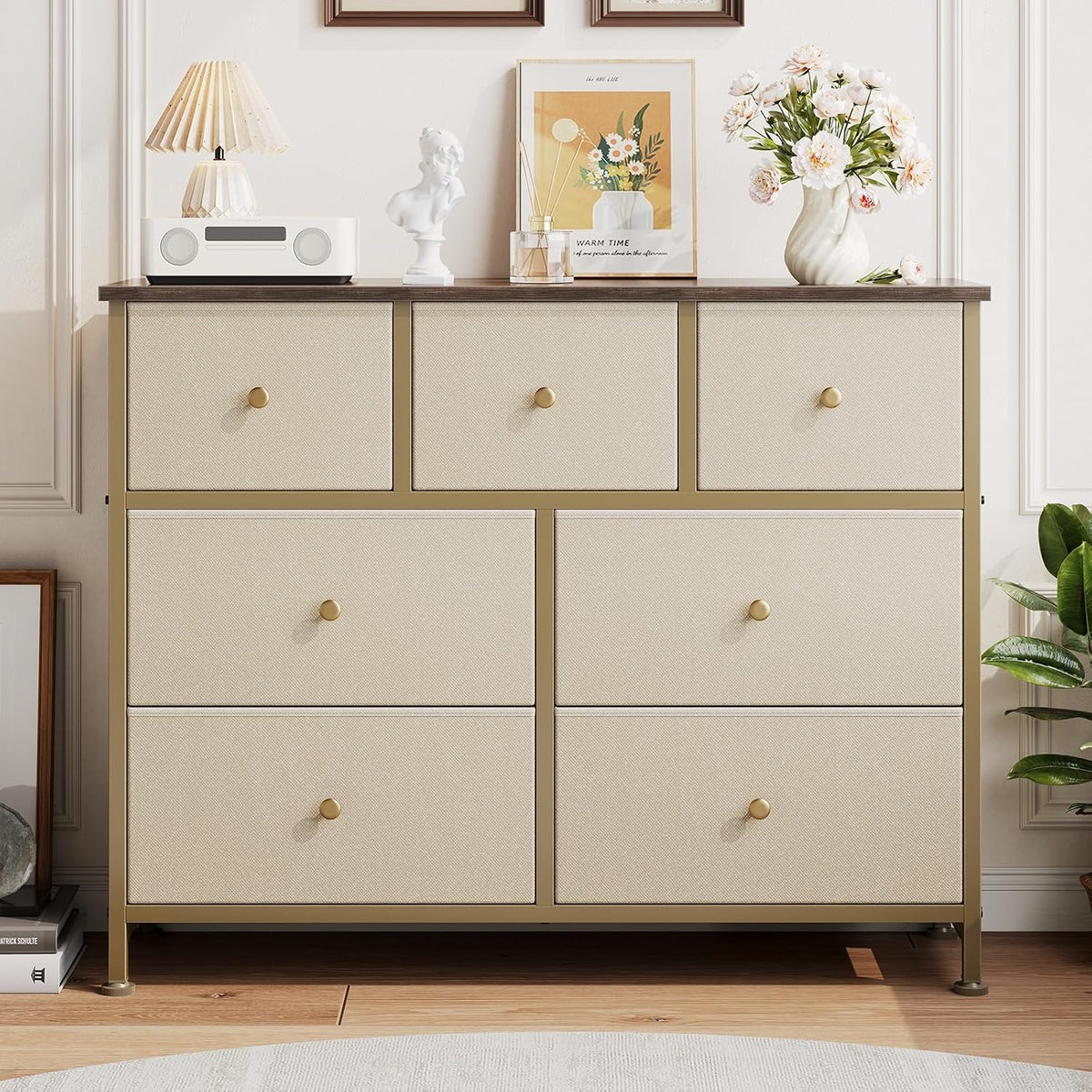 Fabric Dresser for Bedroom with 7 Drawers, Chest of Drawers