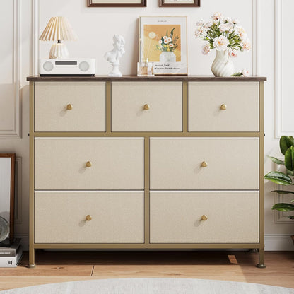 Fabric Dresser for Bedroom with 7 Drawers, Chest of Drawers