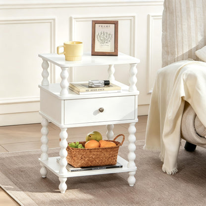 AWASEN Nightstand with Drawer, Walnut Bedside Table with Storage, End Table