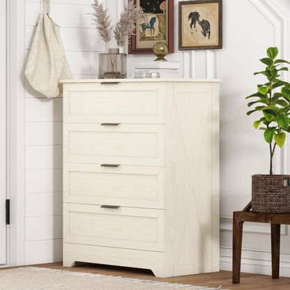 FTZxHKLX White 4 Drawer Dresser for Bedroom, Modern Chest of Drawers