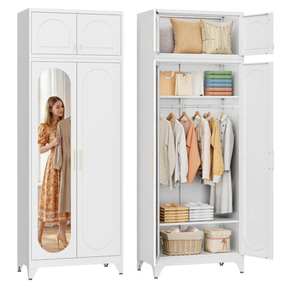 SteeLoong Metal Wardrobe Cabinet,Armoire Wardrobe Closet with Hanging Rod