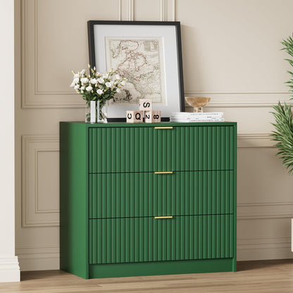 Furniway 55" Wide Green Dresser for Bedroom, Fluted 8 Drawer Dresser