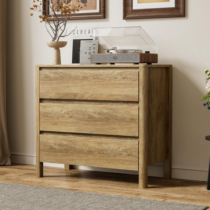 Furniway 31.5" Wide 3 Drawer Wood Dresser for Bedroom with Legs, Walnut