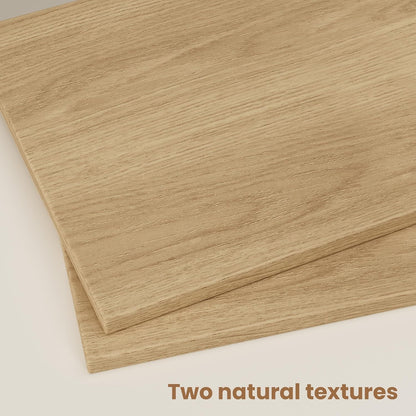 Modern Curved Nightstands Set of 2 with Open Shelf,Natural Oak