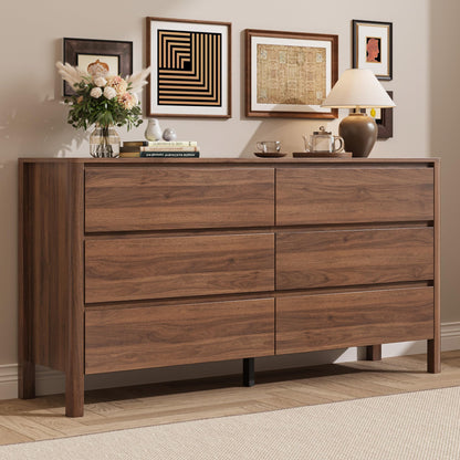 MAISONARIA Walnut 5 Drawer Dresser for Bedroom, 45"Tall Modern Wood Dresser