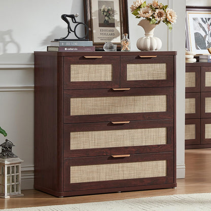 LEYAOYAO Rattan Dresser for Bedroom, 41" Tall Chest of Drawers