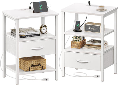 SUPERJARE Nightstand with Charging Station, USB-C Port, Bedside Table