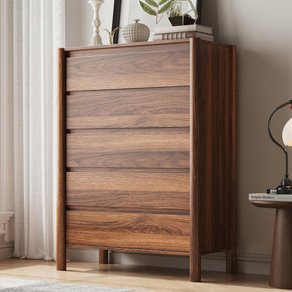 CHUWELL 63" Wide Walnut 9 Drawer Dresser for Bedroom with Solid Wood Legs