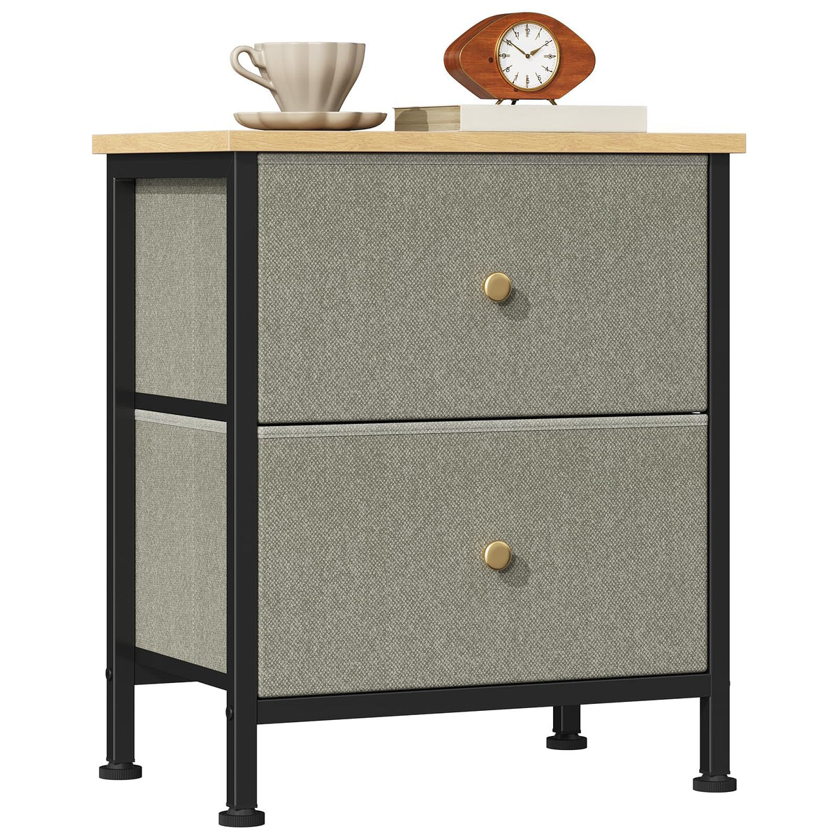 Sweetcrispy Nightstands Set of 2 with 2 Storage Drawer, Small Bedside Table