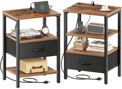 SUPERJARE Nightstand with Charging Station, USB-C Port, Bedside Table