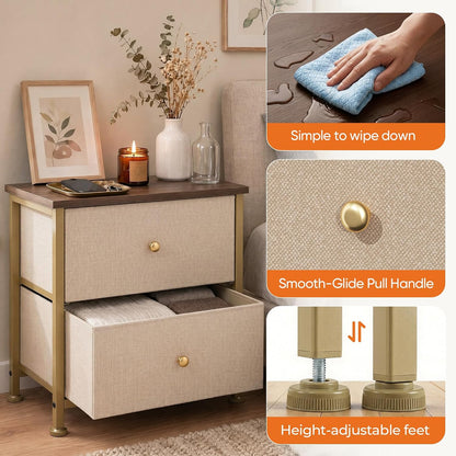 Sweetcrispy Nightstands Set of 2 with 2 Storage Drawer, Small Bedside Table