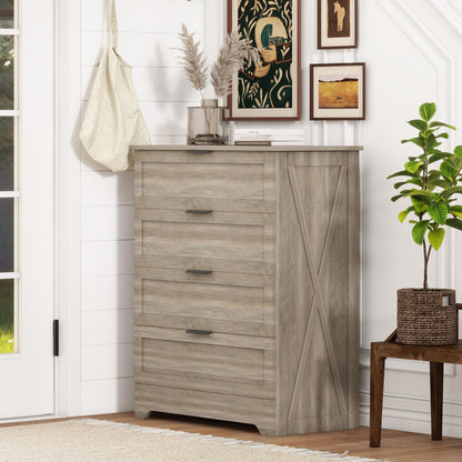 FTZxHKLX White 4 Drawer Dresser for Bedroom, Modern Chest of Drawers