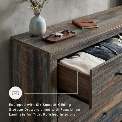Signature Design by Ashley Rustic 6 Drawer Bedroom Dresser, Drystan