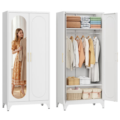 SteeLoong Metal Wardrobe Cabinet,Armoire Wardrobe Closet with Hanging Rod
