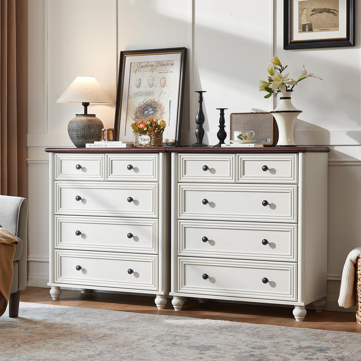 RWYHG Farmhouse 5 Drawer Dresser for Bedroom, 35.5" Small Dressers