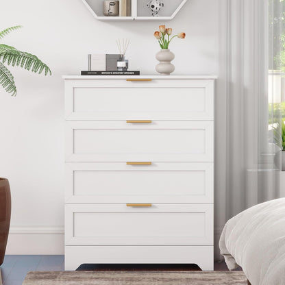 FTZxHKLX White 4 Drawer Dresser for Bedroom, Modern Chest of Drawers