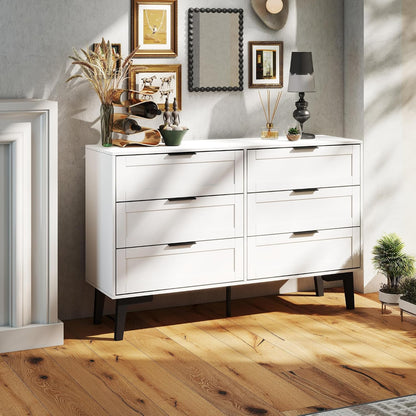 TaoHFE 6 Drawer Dresser for Bedroom Modern White Chest of Drawers