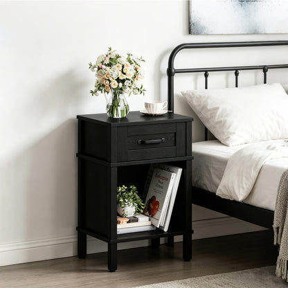White Farmhouse Nightstands, Nightstand with Drawers, Small Bedside Table
