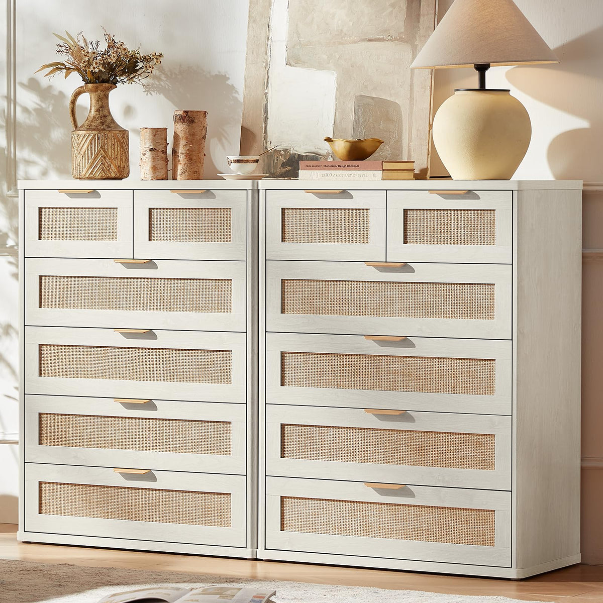 LEYAOYAO Rattan Dresser for Bedroom, 41" Tall Chest of Drawers