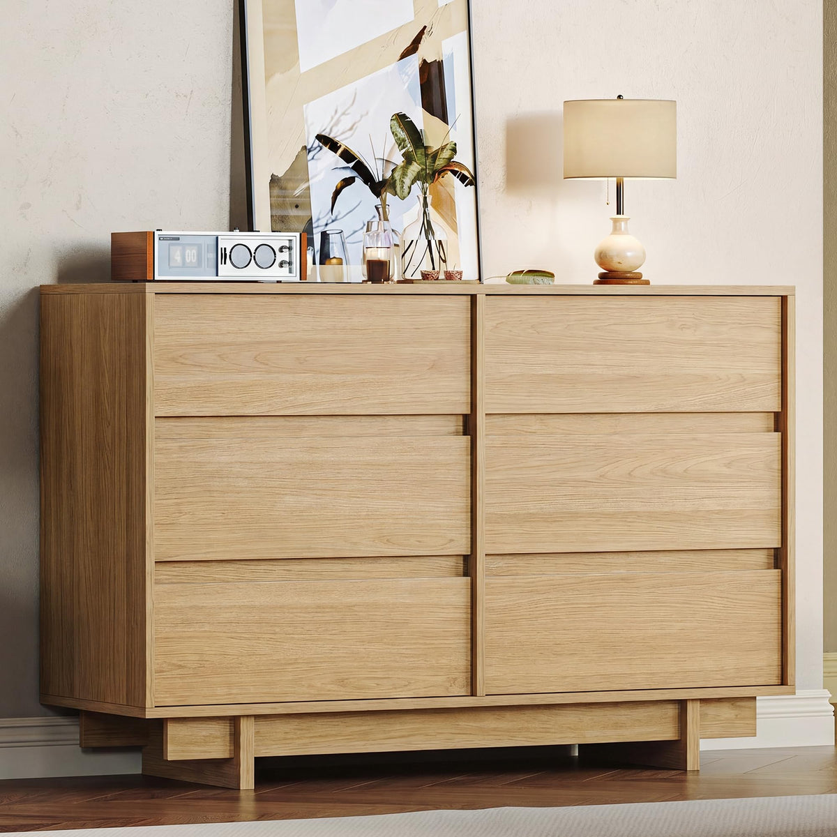 HOUROM Walnut Dresser for Bedroom, 59in Modern 9 Drawer Chest of Drawers